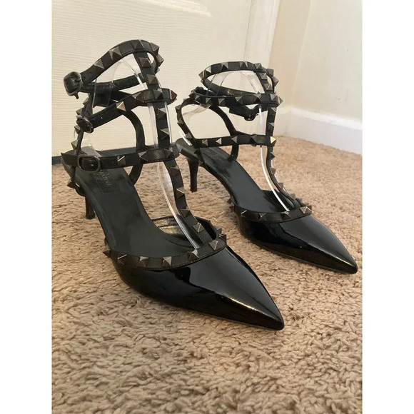 Valentino Garavani noir patent rockstud caged heels pumps - Picture 4 of 16